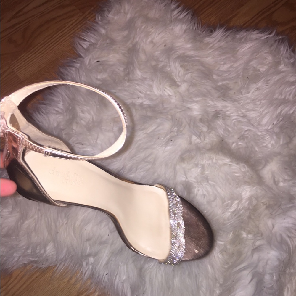 Rose gold ankle strap heel